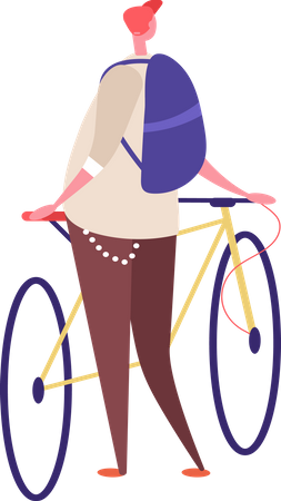 Hombre de pie con bicicleta  Ilustración
