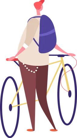 Hombre de pie con bicicleta  Ilustración