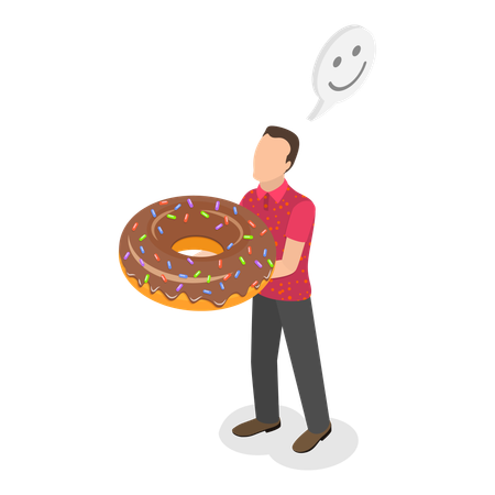 Hombre de pie con donut  Ilustración