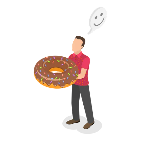 Hombre de pie con donut  Ilustración