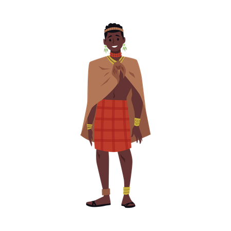 Hombre de una tribu de etnia africana  Ilustración