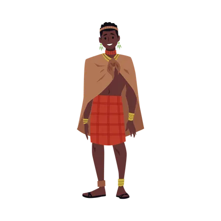 Hombre de una tribu de etnia africana  Ilustración