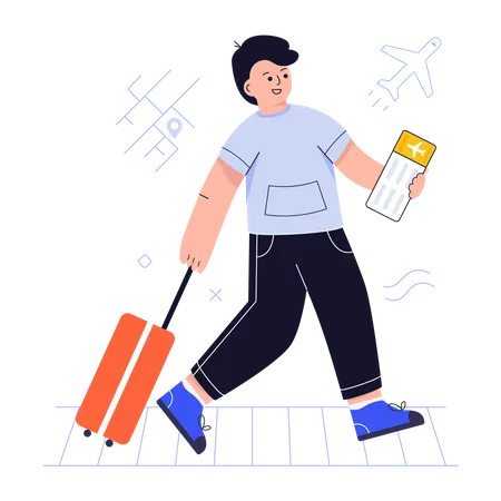 Hombre de vacaciones  Ilustración