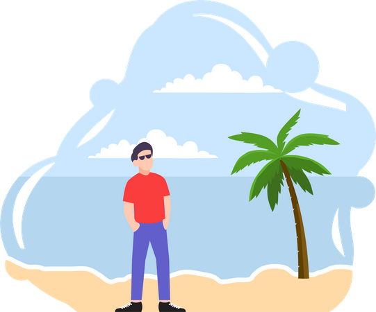 Hombre de vacaciones  Ilustración