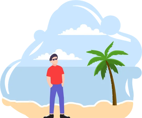 Hombre de vacaciones  Ilustración