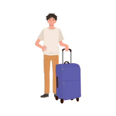 Hombre de viaje con equipaje de mano  Ilustración
