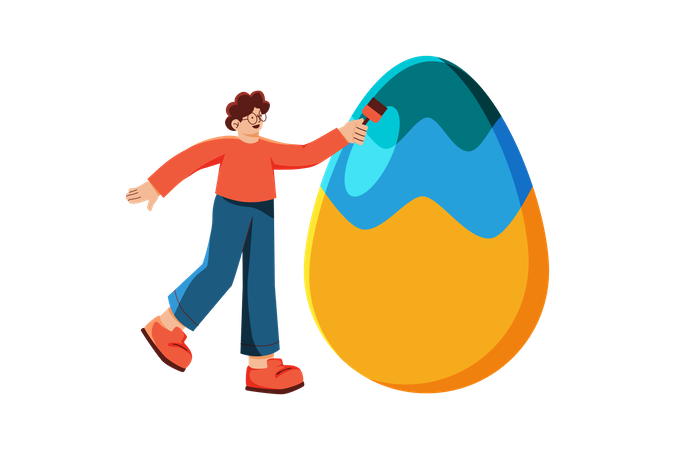 Hombre decorar huevo de Pascua  Ilustración