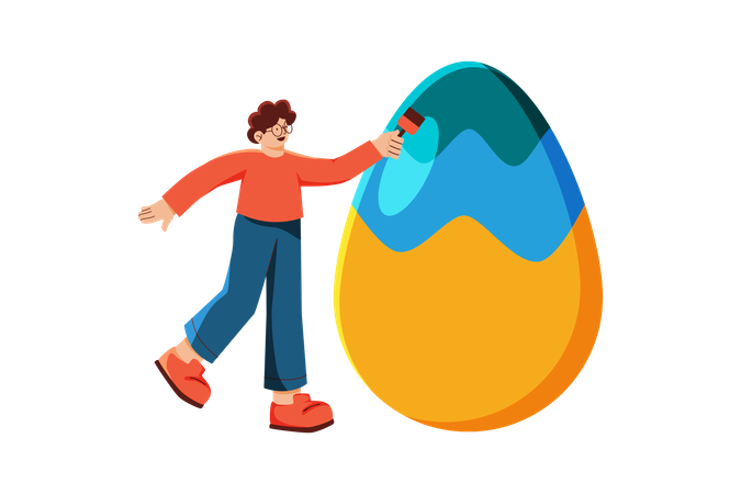 Hombre decorar huevo de Pascua  Ilustración