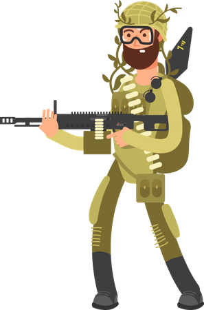 Hombre del ejército con armas  Ilustración