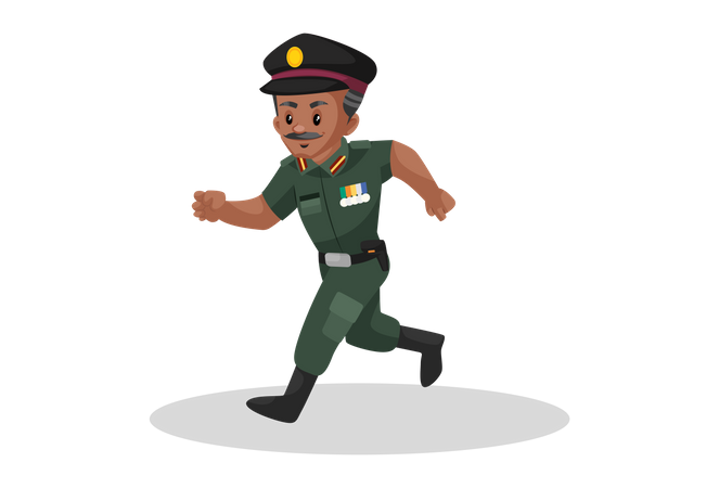 Hombre del ejército indio corriendo  Ilustración