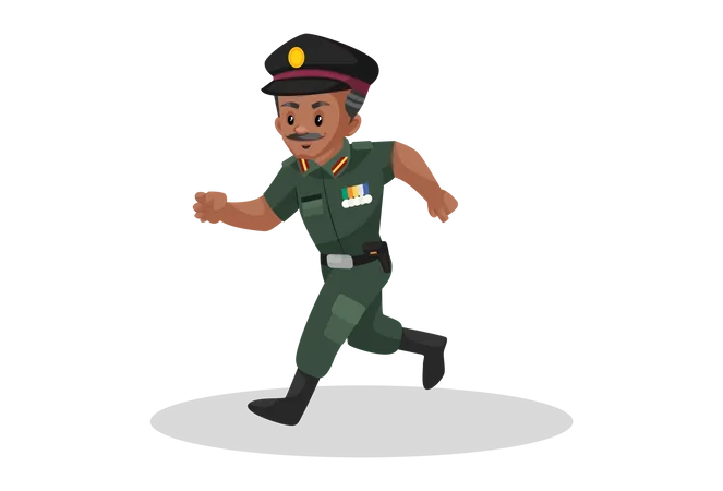 Hombre del ejército indio corriendo  Ilustración