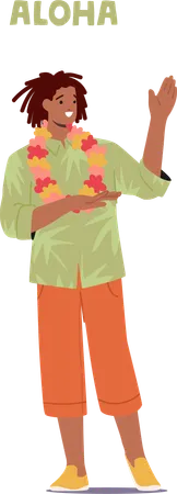Hombre diciendo Aloha  Ilustración