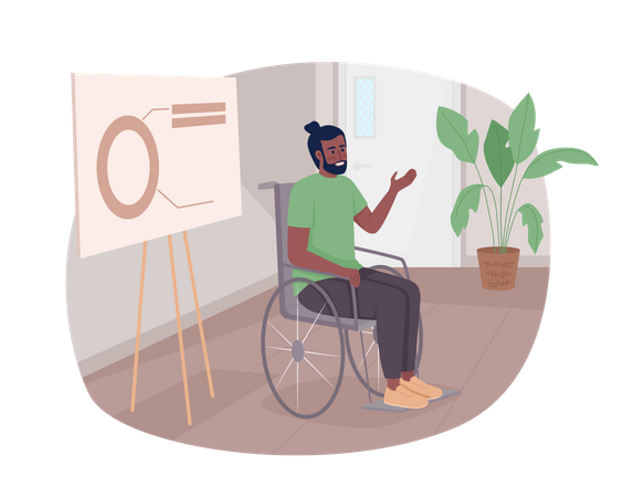 Hombre discapacitado dando presentación  Ilustración