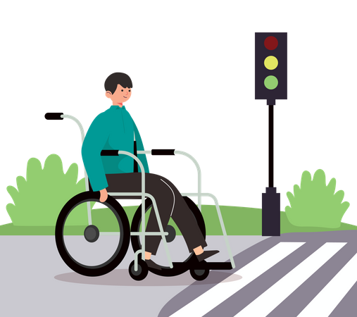 Hombre discapacitado en señal de tráfico  Ilustración