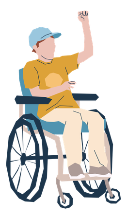 Hombre discapacitado en silla de ruedas  Ilustración