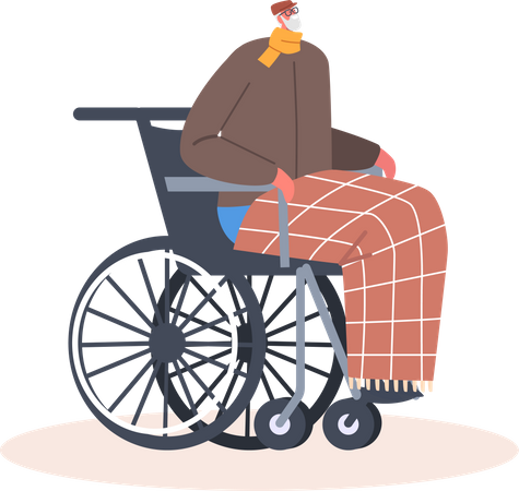 Hombre discapacitado en silla de ruedas  Ilustración
