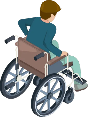 Hombre discapacitado sentado en silla de ruedas  Ilustración