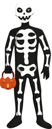 Hombre disfrazado de esqueleto  Ilustración