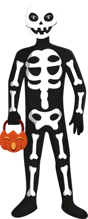 Hombre disfrazado de esqueleto  Ilustración