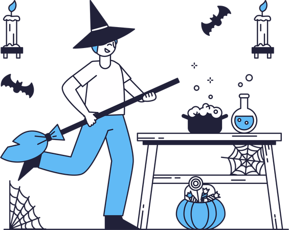 Hombre disfrazado de halloween  Ilustración