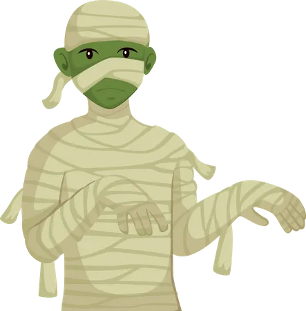 Hombre disfrazado de momia  Ilustración