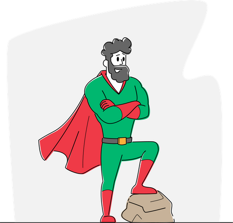 Hombre disfrazado de superhéroe  Ilustración