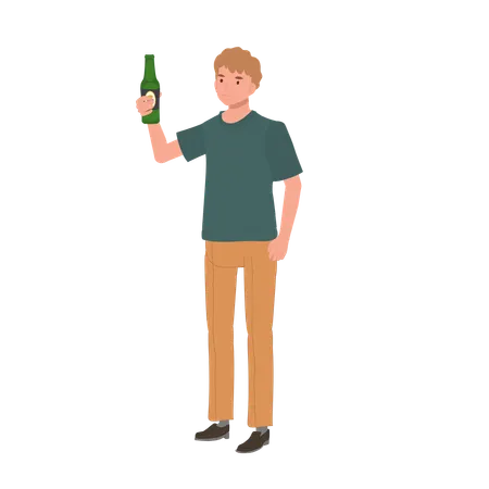 Hombre disfrutando de cerveza artesanal  Ilustración