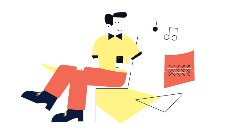 Hombre disfrutando de la música  Ilustración