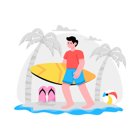 Hombre disfrutando de las vacaciones de verano  Ilustración