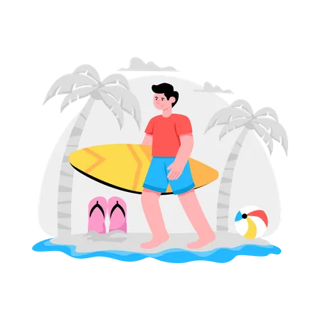 Hombre disfrutando de las vacaciones de verano  Ilustración