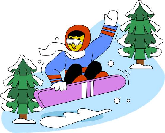Hombre disfrutando del esquí  Ilustración