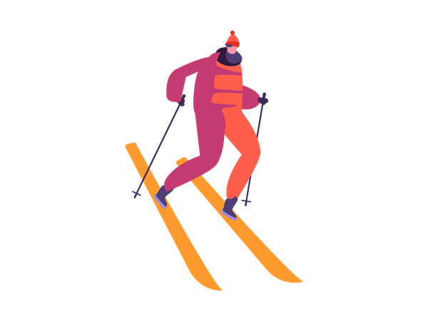 Hombre disfrutando de deportes de invierno  Ilustración