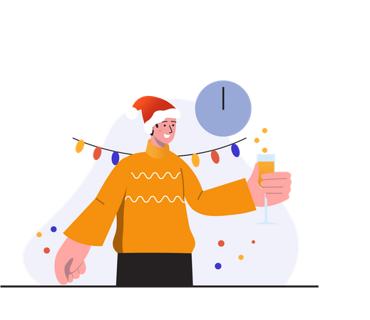 Hombre disfrutando en la fiesta de Navidad  Illustration