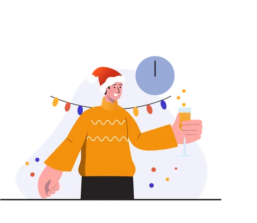 Hombre disfrutando en la fiesta de Navidad  Illustration