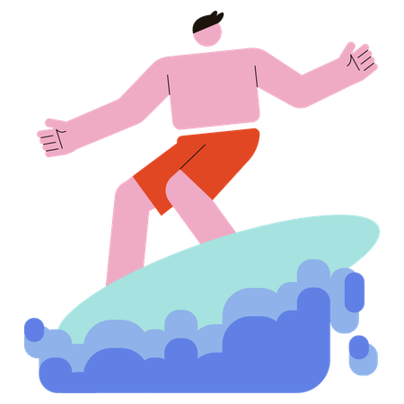 Hombre disfrutando del surf  Ilustración