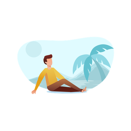 Hombre disfrutando de vacaciones  Ilustración