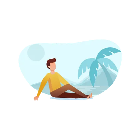 Hombre disfrutando de vacaciones  Ilustración