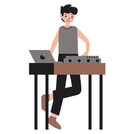 Dj masculino tocando  Illustration