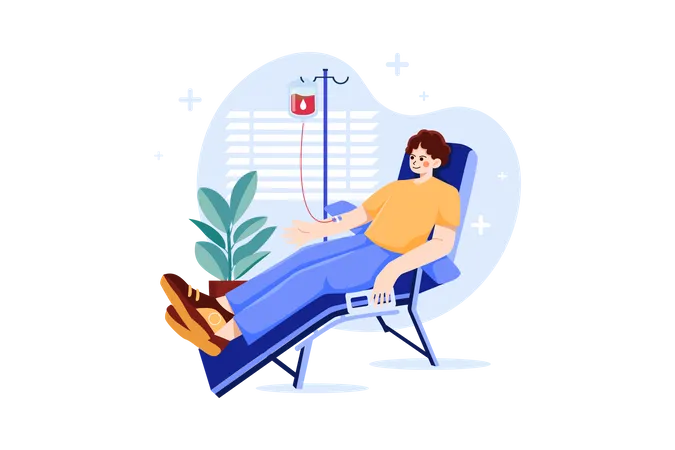 Hombre donando sangre  Ilustración