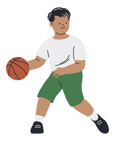 Hombre regateando baloncesto  Ilustración