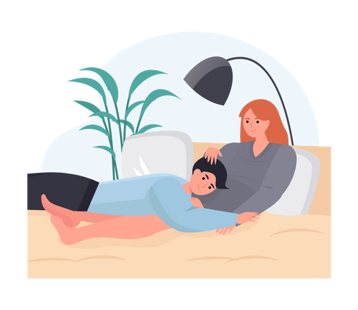 Hombre durmiendo con mujer  Ilustración