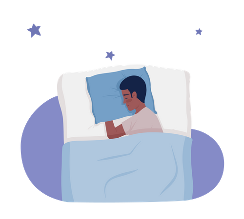 Hombre durmiendo en la cama  Ilustración