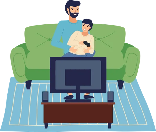 Hombre e hijo jugando en casa  Ilustración