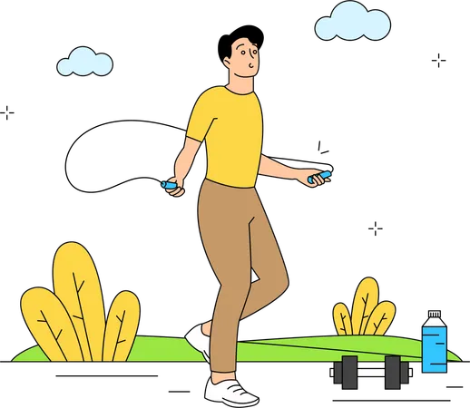 Hombre haciendo ejercicio al aire libre  Ilustración