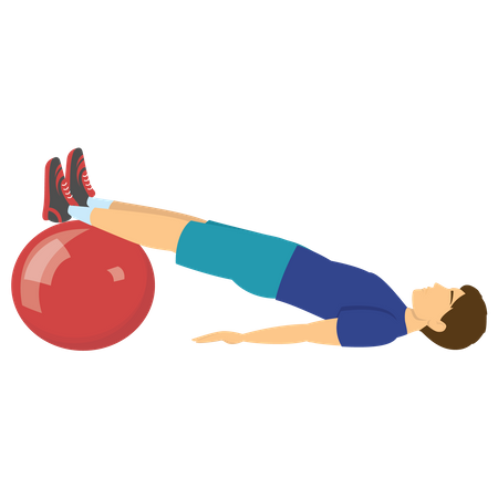 Hombre haciendo ejercicio con pelota de gimnasia  Ilustración