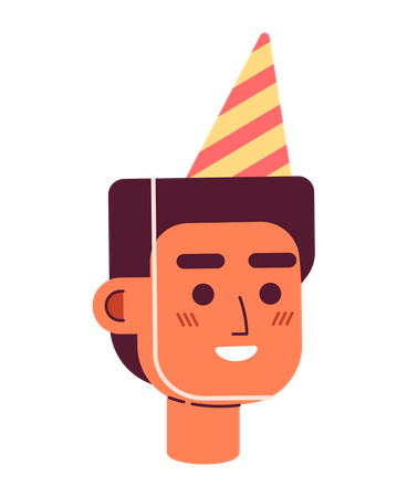 Hombre emocionado con sombrero de fiesta de cumpleaños  Ilustración