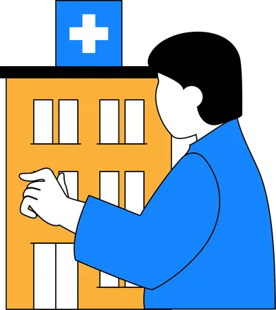 Hombre en el hospital  Ilustración