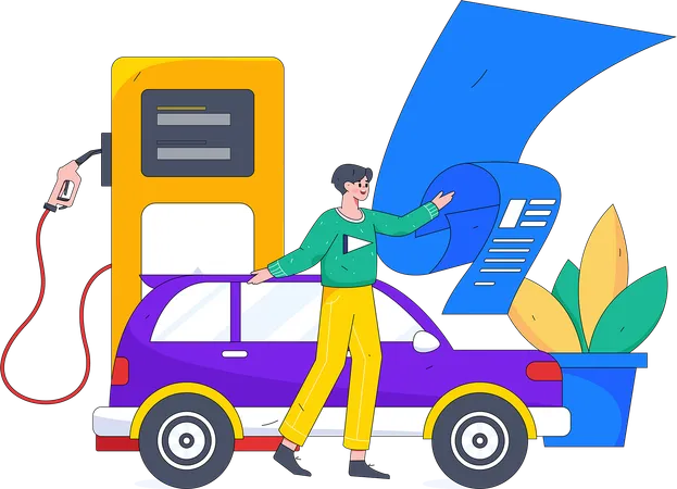 Hombre en la gasolinera  Ilustración