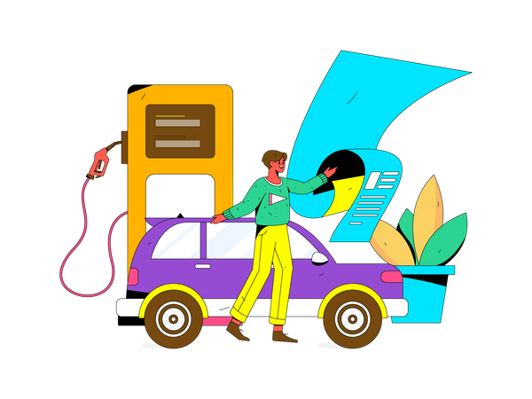 Hombre en la gasolinera  Ilustración