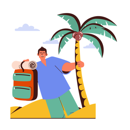 Hombre en la playa  Ilustración